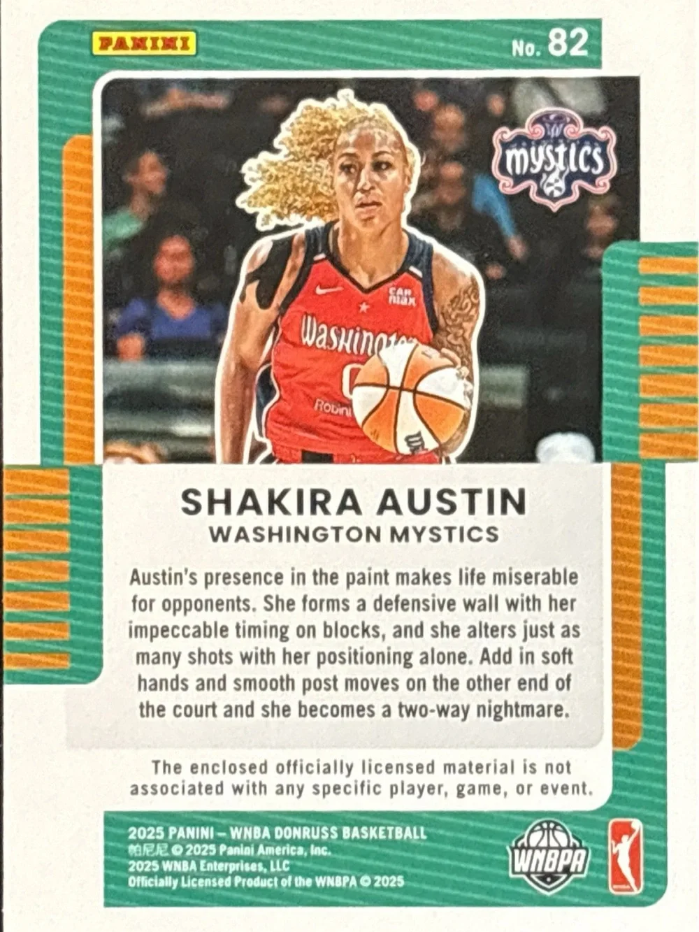 Panini Donruss Trading Card — Shakira Austin Mem Relic